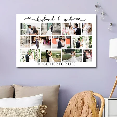 Husband and Wife Wedding Photo Masonry Grid Customized Photo Printed Rectangle Horizontal Acrylic Photo Frame