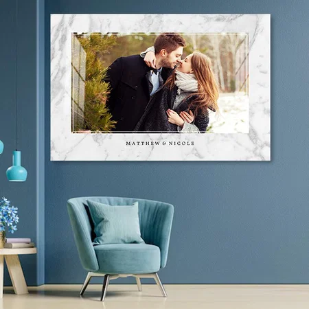 Elegant Marble Texture Customized Photo Printed Rectangle Horizontal Acrylic Photo Frame