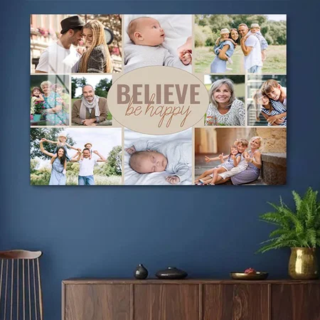 Photo Collage 10 Picture Happy Quote Customized Photo Printed Rectangle Horizontal Acrylic Photo Frame