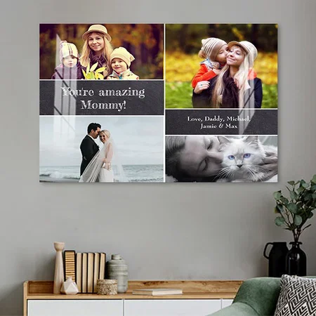Mom's Memory Canvas Personalized Photo Collage Customized Photo Printed Rectangle Horizontal Acrylic Photo Frame