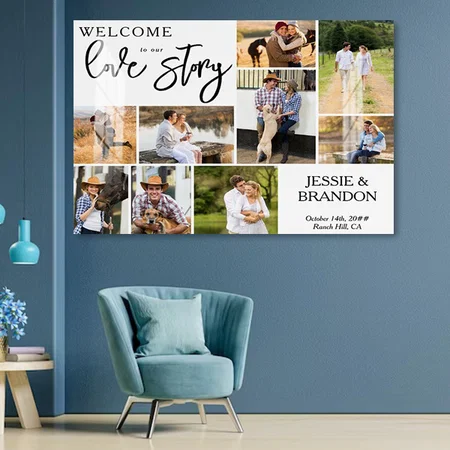 Welcome to our Love Story Multi Photo Wedding Customized Photo Printed Rectangle Horizontal Acrylic Photo Frame