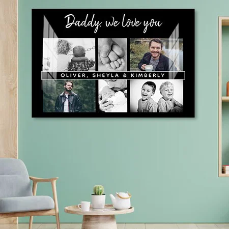Father with Kids and Family Dad Photo Customized Photo Printed Rectangle Horizontal Acrylic Photo Frame