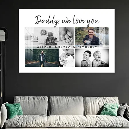 Father with Kids and Family Dad 6 Photo Customized Photo Printed Rectangle Horizontal Acrylic Photo Frame