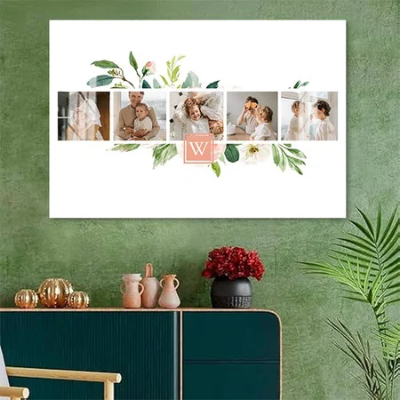 Trendy Collage Family Photo With Flowers Customized Photo Printed Rectangle Horizontal Acrylic Photo Frame