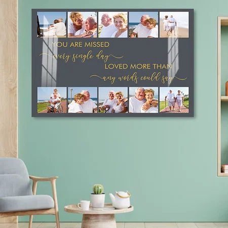 You are Missed 10 Photo Collage Grey Remembrance Customized Photo Printed Rectangle Horizontal Acrylic Photo Frame
