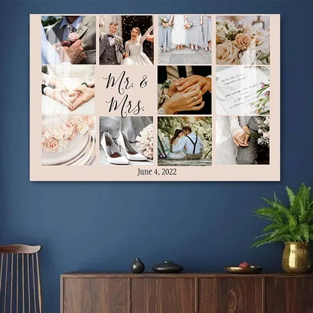 Photo Collage Newlyweds Customized Photo Printed Rectangle Horizontal Acrylic Photo Frame