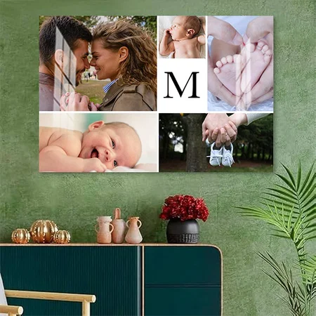 Family monogram photo collage Customized Photo Printed Rectangle Horizontal Acrylic Photo Frame