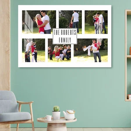 Family Photo Collage With Six Photos Customized Photo Printed Rectangle Horizontal Acrylic Photo Frame
