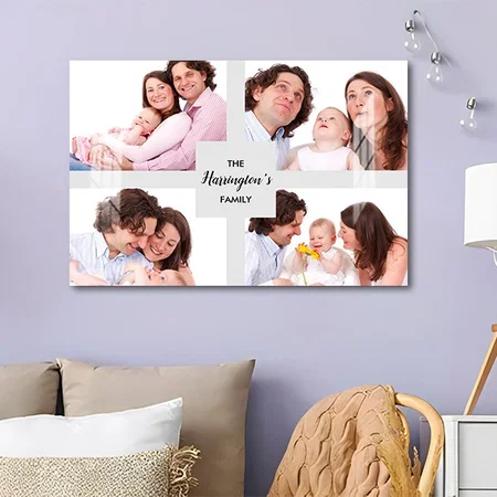 Custom 4 Family Photos Collage Customized Photo Printed Rectangle Horizontal Acrylic Photo Frame
