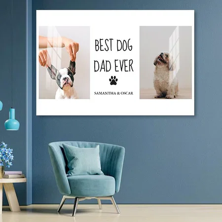 Modern Collage Photo Best Dad Dog Ever Customized Photo Printed Rectangle Horizontal Acrylic Photo Frame