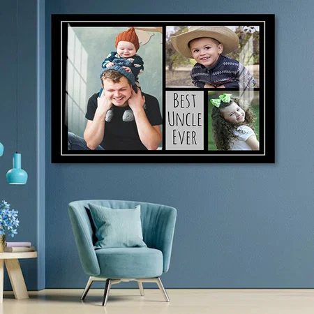 Custom 3 Photo Collage Best Uncle Ever Customized Photo Printed Rectangle Horizontal Acrylic Photo Frame