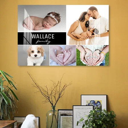 Family Name Photo Collage  Customized Photo Printed Rectangle Horizontal Acrylic Photo Frame