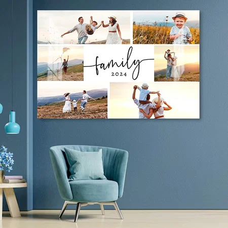 Modern Family Photo Customized Photo Printed Rectangle Horizontal Acrylic Photo Frame