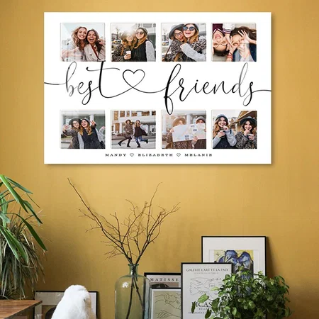 Best Friends Script Gift For Friends Photo Collage Customized Photo Printed Rectangle Horizontal Acrylic Photo Frame