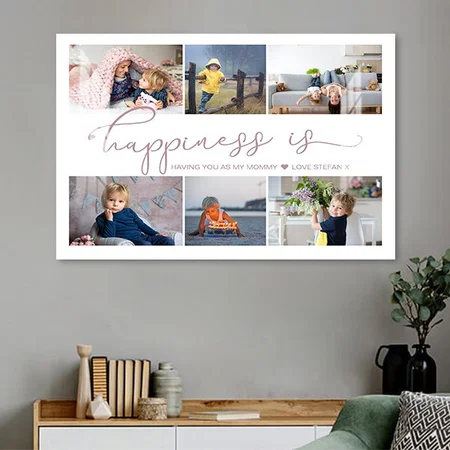 Happiness is | Mommy 6 Photo Collage Customized Photo Printed Rectangle Horizontal Acrylic Photo Frame