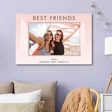 Best Friends Blush Pink Rose Gold Photo Customized Photo Printed Rectangle Horizontal Acrylic Photo Frame