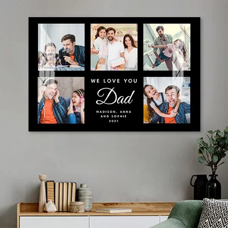 DAD Custom Family Photo Collage Father's Day Black Customized Photo Printed Rectangle Horizontal Acrylic Photo Frame