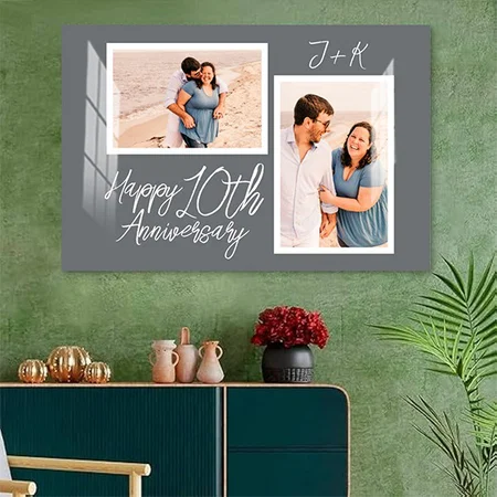 Personalized 10th Wedding Anniversary Photo Customized Photo Printed Rectangle Horizontal Acrylic Photo Frame