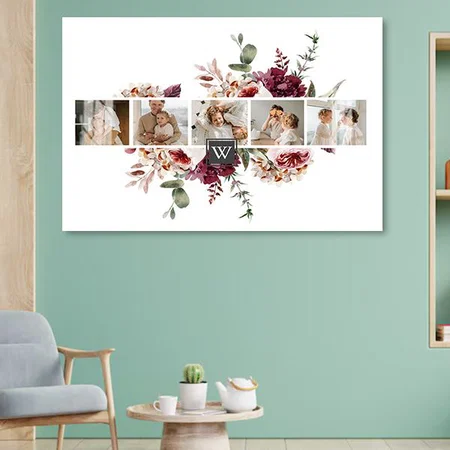 Trendy Collage Family Photo Colorful Flowers Gift Customized Photo Printed Rectangle Horizontal Acrylic Photo Frame