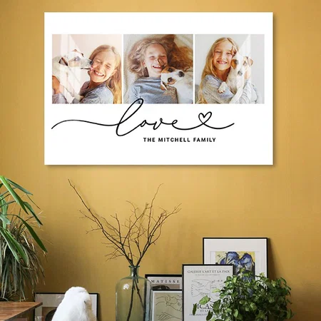 Love in Black Heart Customized Photo Printed Rectangle Horizontal Acrylic Photo Frame