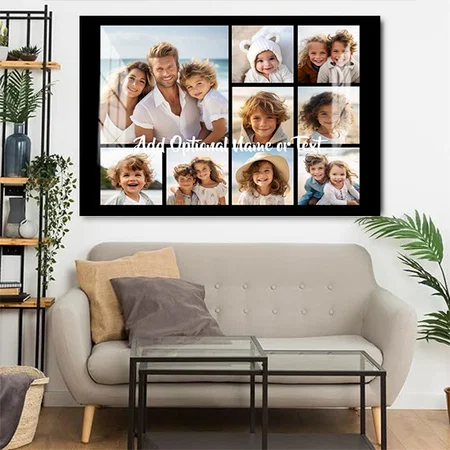 Black 9 Photo Collage Customized Photo Printed Rectangle Horizontal Acrylic Photo Frame