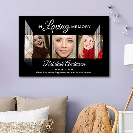 In Loving Memory Photo Collage Tribute Customized Photo Printed Rectangle Horizontal Acrylic Photo Frame
