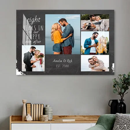 Wedding Anniversary Photo Collage Customized Photo Printed Rectangle Horizontal Acrylic Photo Frame