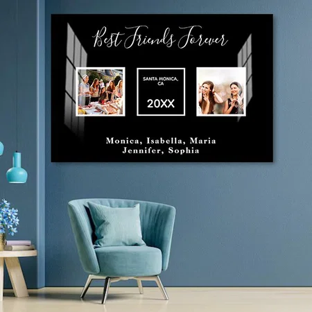 Friends Forever Black White Names Photo Customized Photo Printed Rectangle Horizontal Acrylic Photo Frame