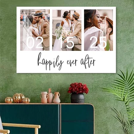 Happily Ever After Wedding Minimalist Simple Customized Photo Printed Rectangle Horizontal Acrylic Photo Frame