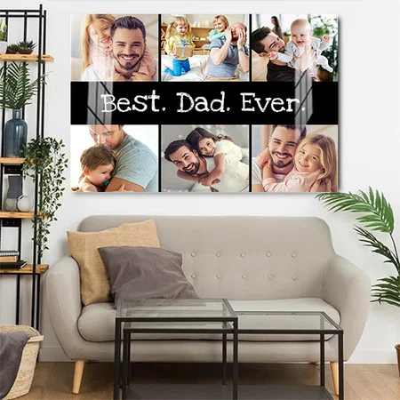 Photo Collage Best Dad Ever Customized Photo Printed Rectangle Horizontal Acrylic Photo Frame