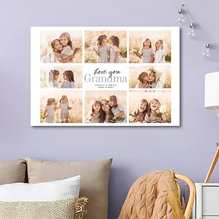 Custom Love You Grandma Grandkids Photo Collage Customized Photo Printed Rectangle Horizontal Acrylic Photo Frame