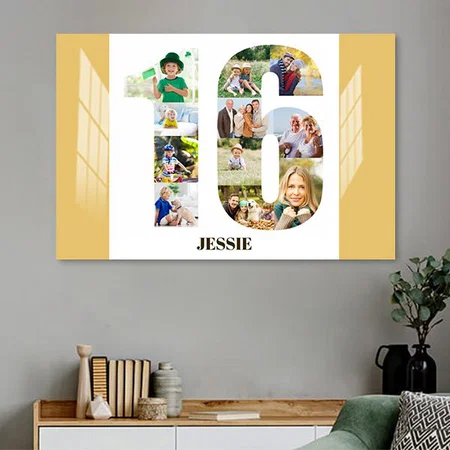 Photo Collage 16th Birthday Customized Photo Printed Rectangle Horizontal Acrylic Photo Frame