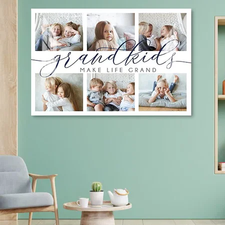 Grandkids Make Life Grand Photo Collage Customized Photo Printed Rectangle Horizontal Acrylic Photo Frame