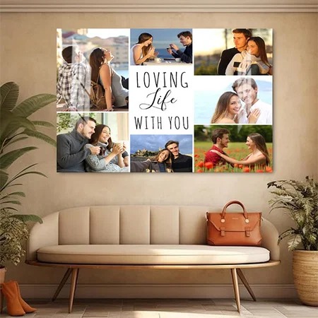Loving Life with You 7 Photo Collage Customized Photo Printed Rectangle Horizontal Acrylic Photo Frame