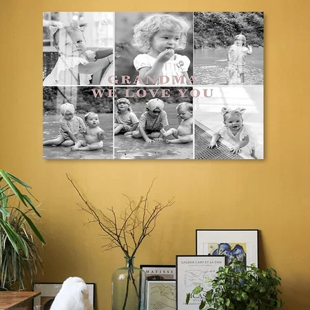 Grandma We Love You Six Photo Collage Customized Photo Printed Rectangle Horizontal Acrylic Photo Frame