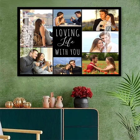 Loving Life with You 7 Photo Collage Customized Photo Printed Rectangle Horizontal Acrylic Photo Frame