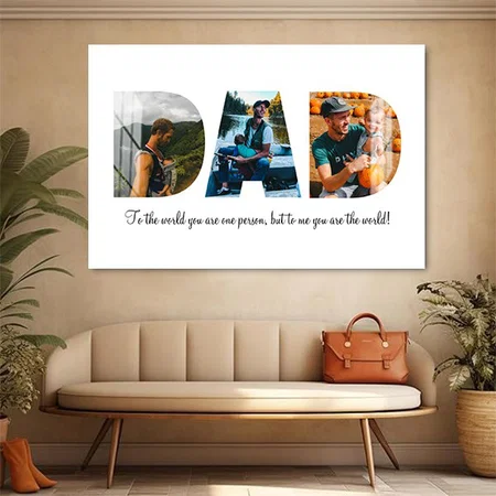 Dad Photo Collage Customized Photo Printed Rectangle Horizontal Acrylic Photo Frame