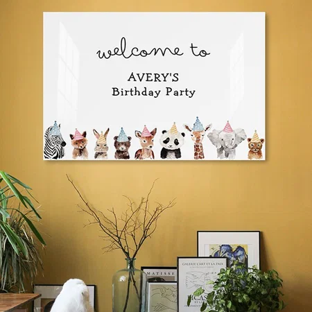Party Animals Birthday Welcome Customized Photo Printed Rectangle Horizontal Acrylic Photo Frame