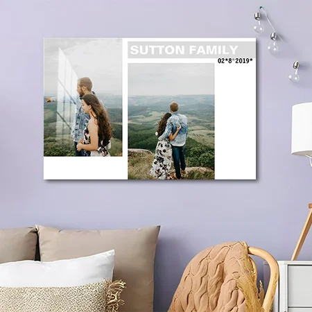 Anniversary Couple Photo Collage Customized Photo Printed Rectangle Horizontal Acrylic Photo Frame