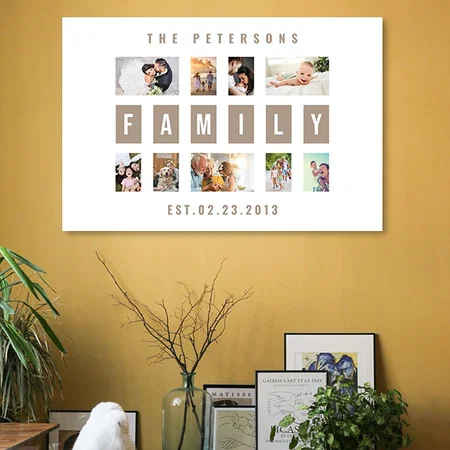 Customizable 9 Photo Family Modern Collage Customized Photo Printed Rectangle Horizontal Acrylic Photo Frame