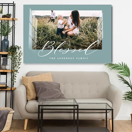 Blessed elegant stylish photo family Customized Photo Printed Rectangle Horizontal Acrylic Photo Frame