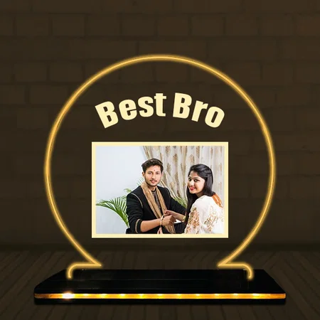Best Bro Customized Circle Photo Printed Acrylic Table Frame Lamp with LED Base - 6 x 6 Inches
