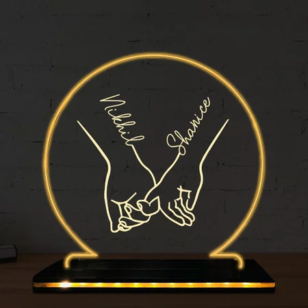 Always & Forever Customized Circle Photo Printed Acrylic Table Frame Lamp with LED Base - 6 x 6 Inches