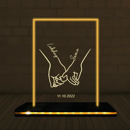 Forever With You Customized Rectangle Photo Printed Acrylic Table Frame Lamp with LED Base