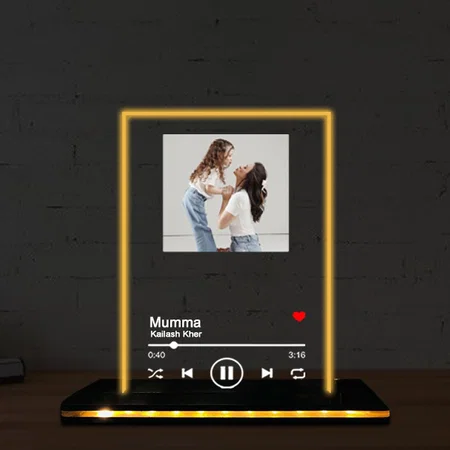 Spotify Customized Rectangle Photo Printed Acrylic Table Frame Lamp with LED Base