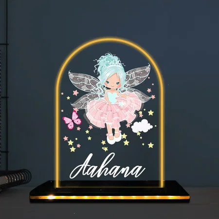 Pink Fairy Customized Photo Printed Acrylic Table Frame Lamp with LED Base