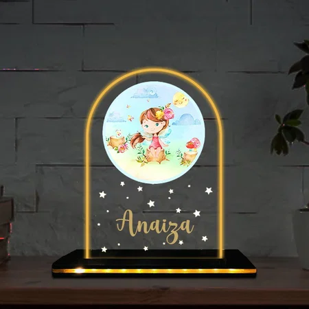 Title Customized Photo Printed Acrylic Table Frame Lamp with LED Base