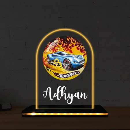 Hot Wheels Customized Photo Printed Acrylic Table Frame Lamp with LED Base