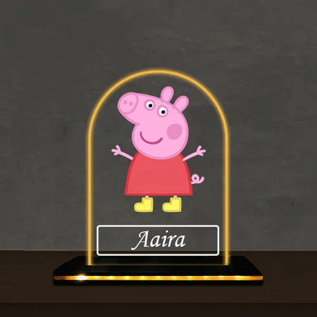 Peppa Pig Customized Photo Printed Acrylic Table Frame Lamp with LED Base