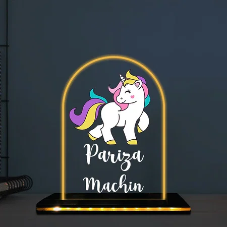 Unicorn Customized Photo Printed Acrylic Table Frame Lamp with LED Base
